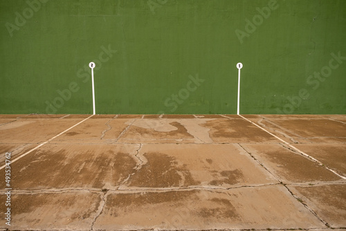 Detail of the marks in an fronton court, basque ball, Spain photo