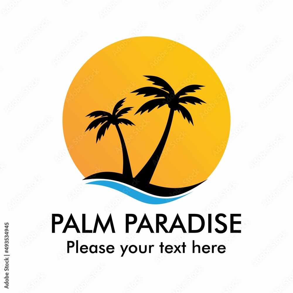 Palm paradise logo design template illustration