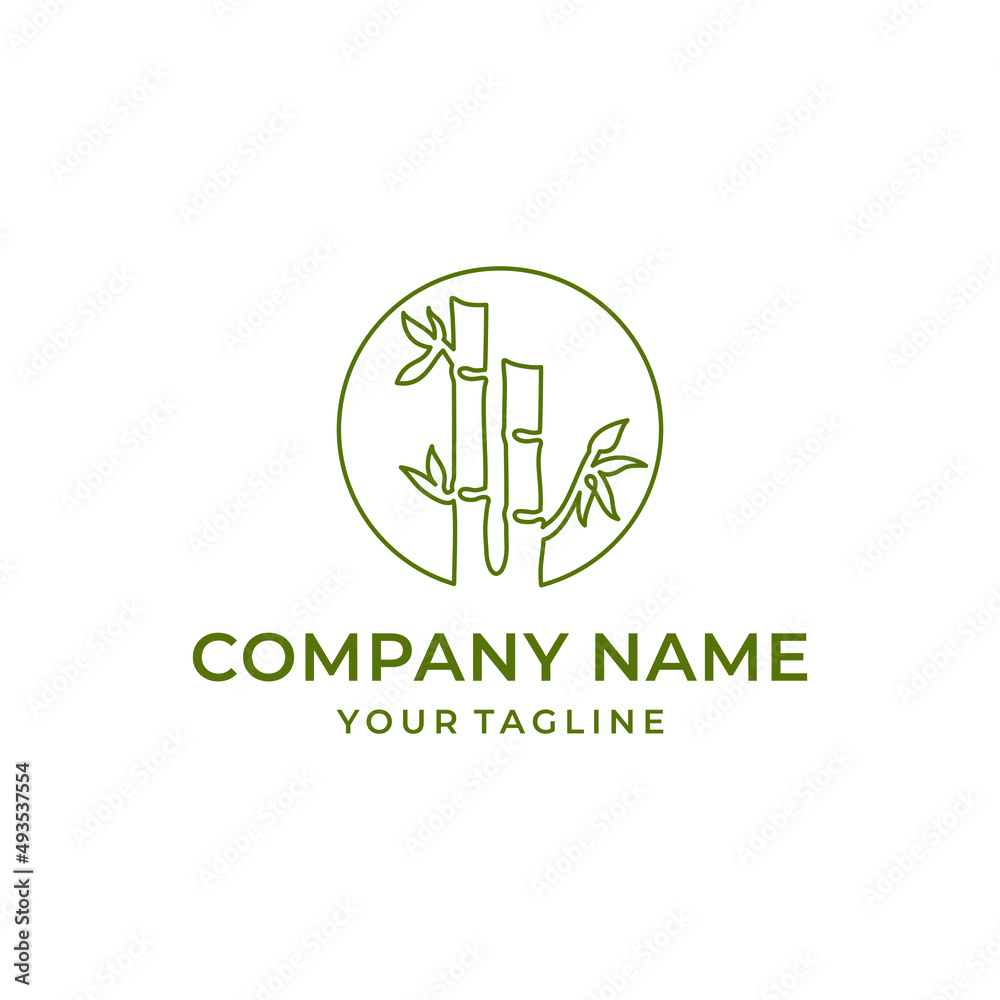 Bamboo line art logo design Bamboo line art logo design