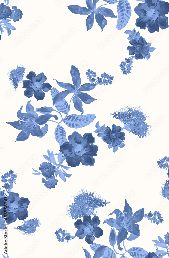 Fototapeta Seamless flowers pattern, floral print.
