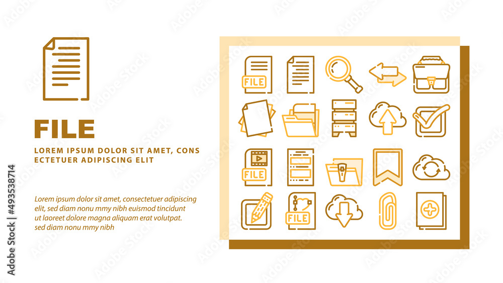 File Computer Digital Document Landing Web Page Header Banner Template ...