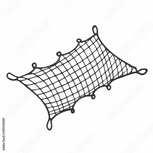 Doodle Fish net vector, hand drawn fishing concept.