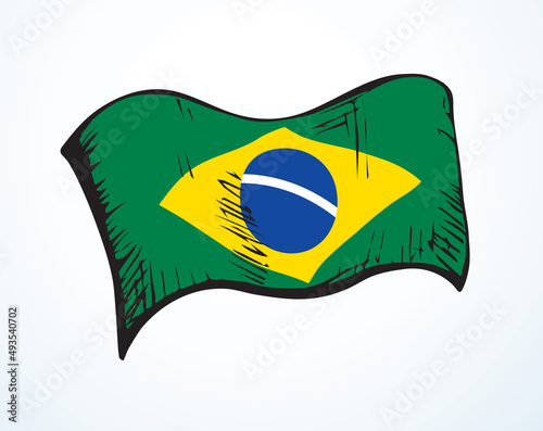 Flag of Brazil. Vector drawing icon