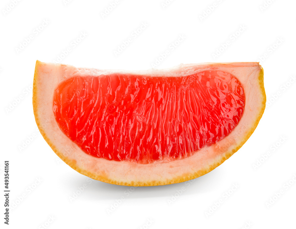 Piece of tasty ripe grapefruit on white background Piece of tasty ripe grapefruit on white background