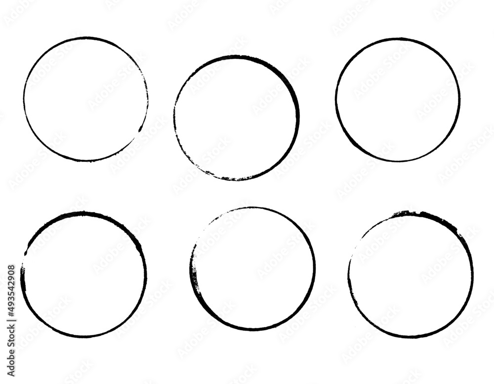 Set of 6 vector drink wine glass coffee tea cup ring spill stains Set of 6 vector drink wine glass coffee tea cup ring spill stains