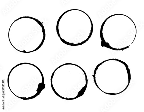 Set of 6 splotchy vector drink wine glass coffee tea cup ring spill stains