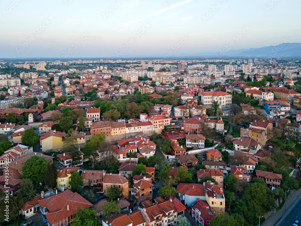 Aerial view of City of Plovdiv, Bulgaria