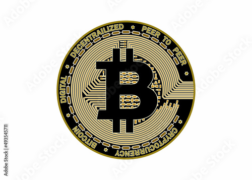 Bitcoin golden coin cryptocurrency background, Symbol digital currency. Vector illustration.