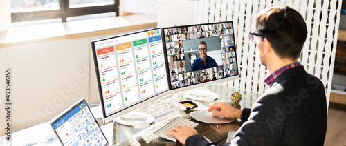 Online Remote Video Conference Webinar Scrum Meeting