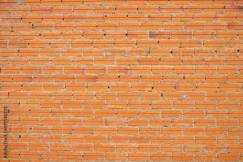 new large red brick wall orange bricks background new wall texture site under construction