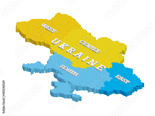 Ukraine geographic divisions isometric map