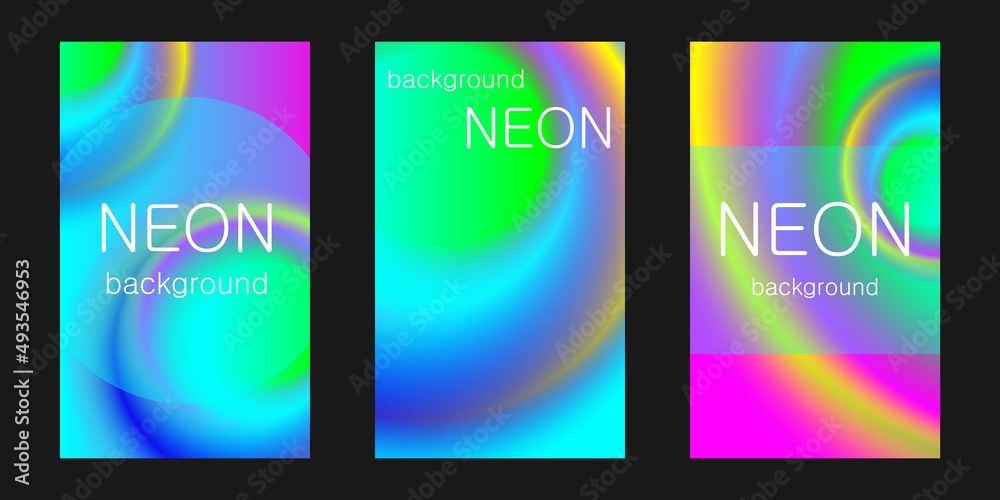 Colorful modern abstract vertical banners in trendy style. Colorful bright neon template. Flyer design. Modern cover design set. Abstract art background vector. Vector technology background.