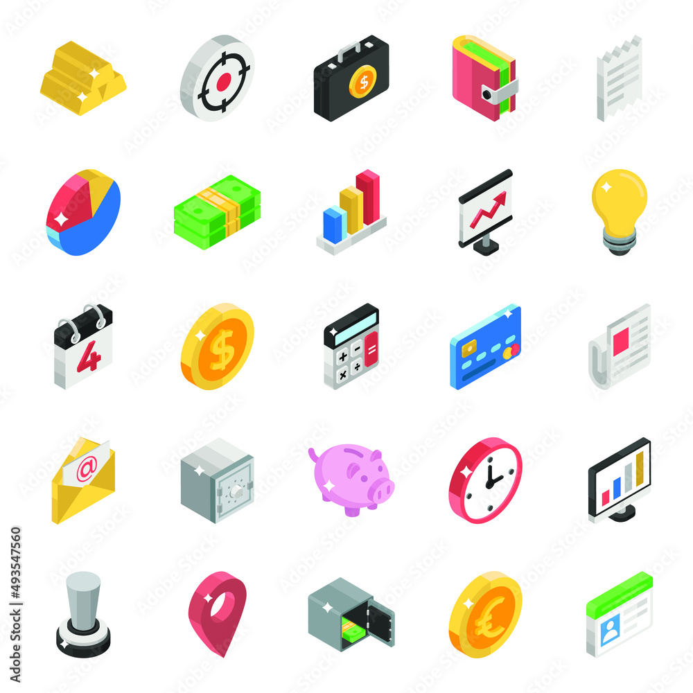 Set of 3d eps icon vector high resolution on white background
