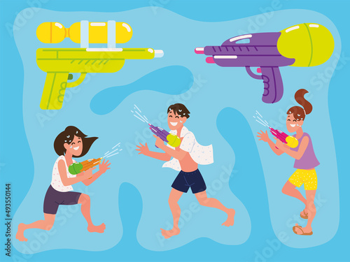 people with water gun photo