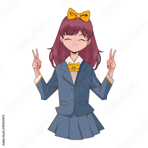 anime girl with uniform