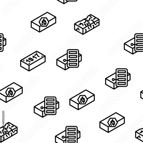 Brick For Building Construction Vector Seamless Pattern Thin Line Illustration