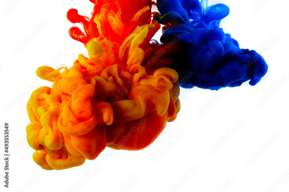 Obraz premium 水中に広がるカラフルな絵具