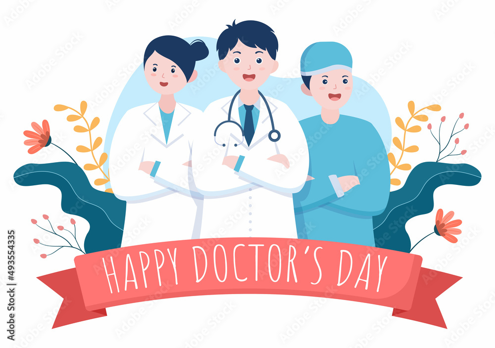 World Doctors Day Vector Illustration for Greeting Card, Poster or Background with Doctor, Stethoscope and Medical Equipment Image World Doctors Day Vector Illustration for Greeting Card, Poster or Background with Doctor, Stethoscope and Medical Equipment Image