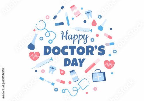 World Doctors Day Vector Illustration for Greeting Card, Poster or Background with Doctor, Stethoscope and Medical Equipment Image