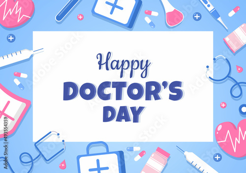 World Doctors Day Vector Illustration for Greeting Card, Poster or Background with Doctor, Stethoscope and Medical Equipment Image
