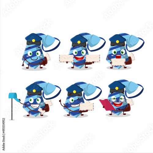 A picture of cheerful blue tie postman cartoon design concept