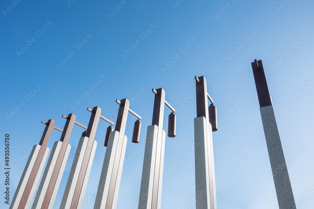 A row of beautiful street lights under the blue sky A row of beautiful street lights under the blue sky