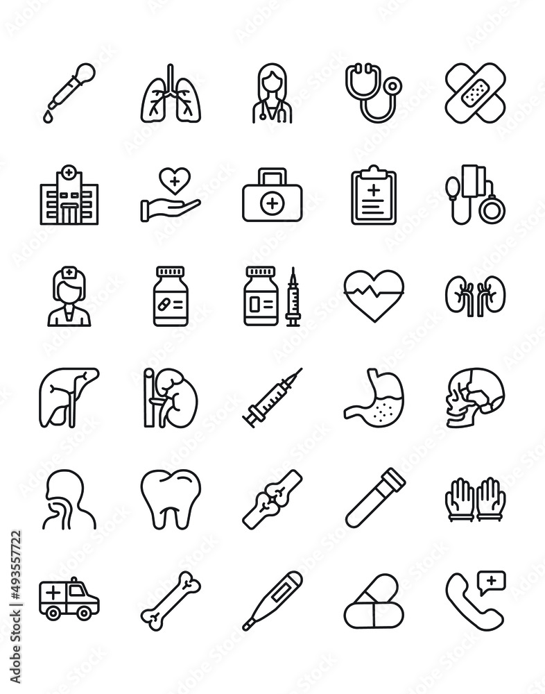 Medical Icon Set 30 isolated on white background Medical Icon Set 30 isolated on white background