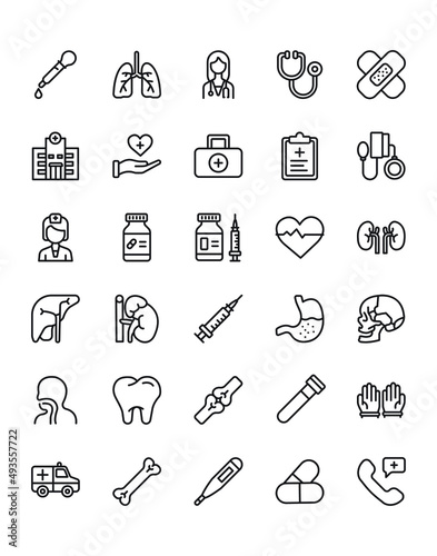 Medical Icon Set 30 isolated on white background