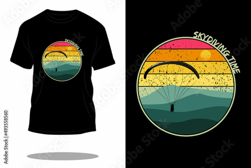 skydiving time retro t shirt design