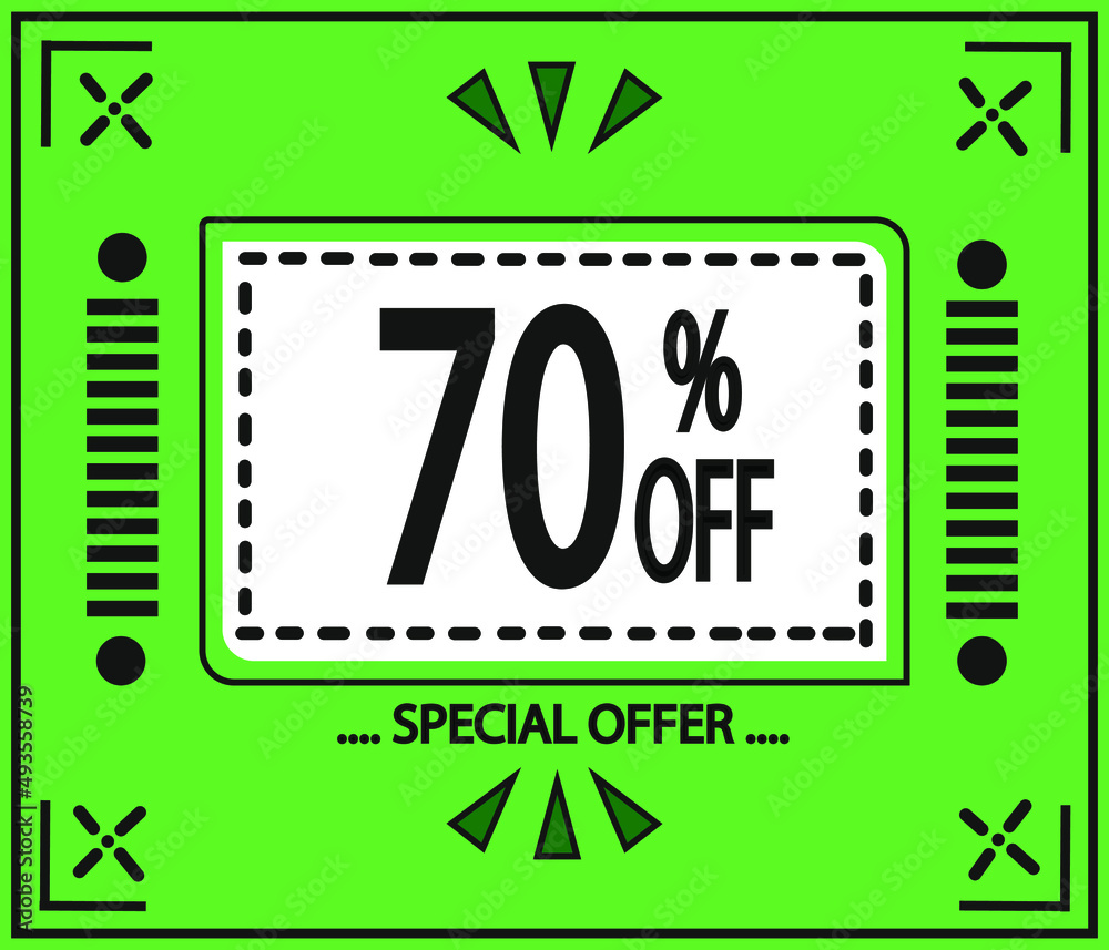 70% off. vector special offer marketing ad. green flag 70% off. vector special offer marketing ad. green flag