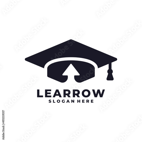 Up graduate hat logo vector. Education growth, boost, progress, and success logo template design concept.