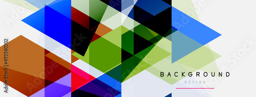 Color triangles composition, geometric abstract background. Techno or business concept, pattern for wallpaper, banner, background, landing page