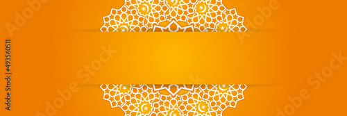 Islamic background, Gift box, lantern, fresh crescent moon on white. Design concept of ramadan kareem, mawlid, iftar,isra and miraj or eid al fitr adha, copy space text area. Vector illustration