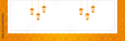 Islamic background, Gift box, lantern, fresh crescent moon on white. Design concept of ramadan kareem, mawlid, iftar,isra and miraj or eid al fitr adha, copy space text area. Vector illustration