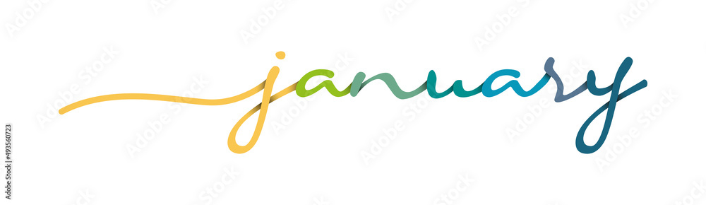 January Handwriting Colorful Lettering Calligraphy Isolated on White Background. Months of The Year January Handwriting Colorful Lettering Calligraphy Isolated on White Background. Months of The Year
