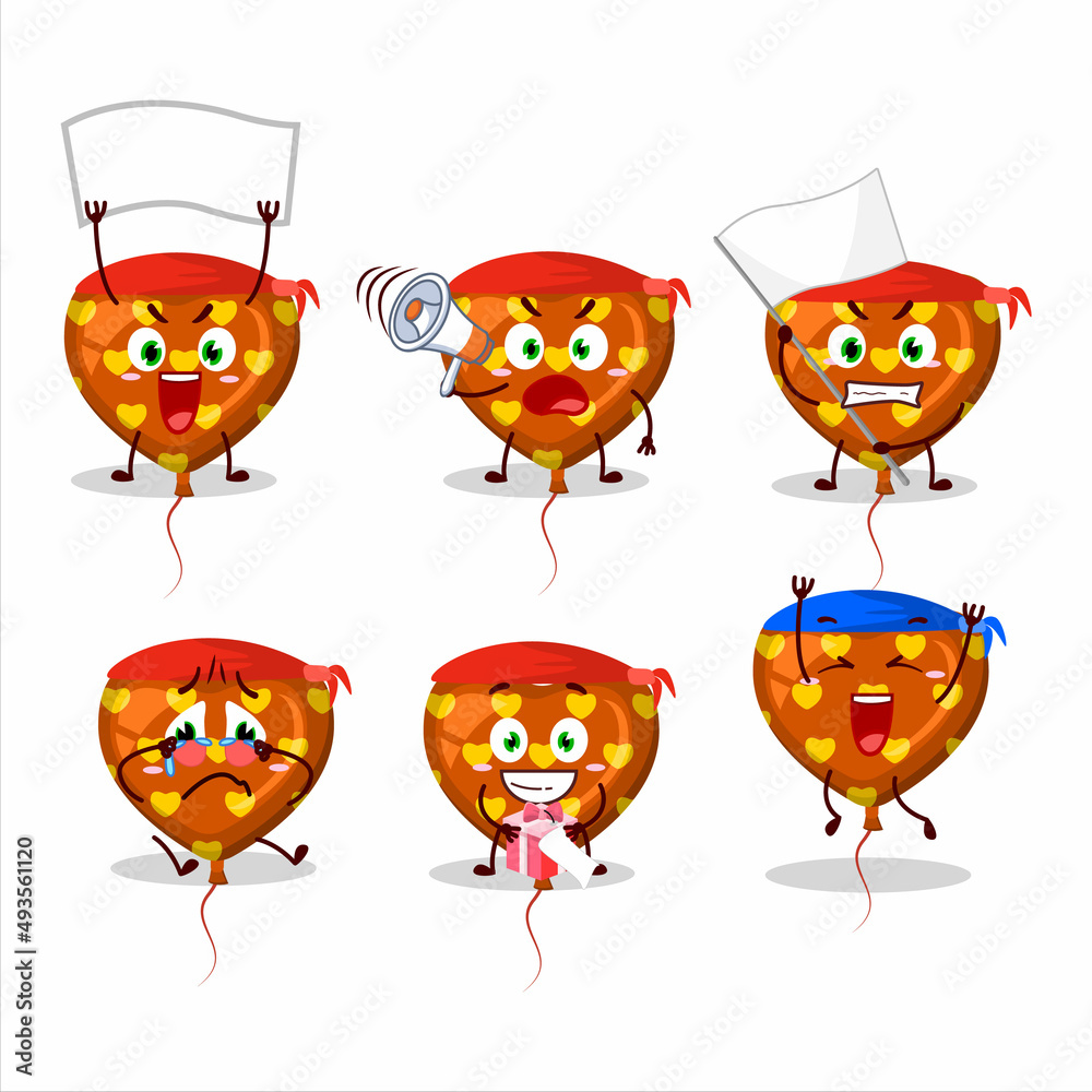 Mascot design style of orange love balloon character as an attractive supporter Mascot design style of orange love balloon character as an attractive supporter