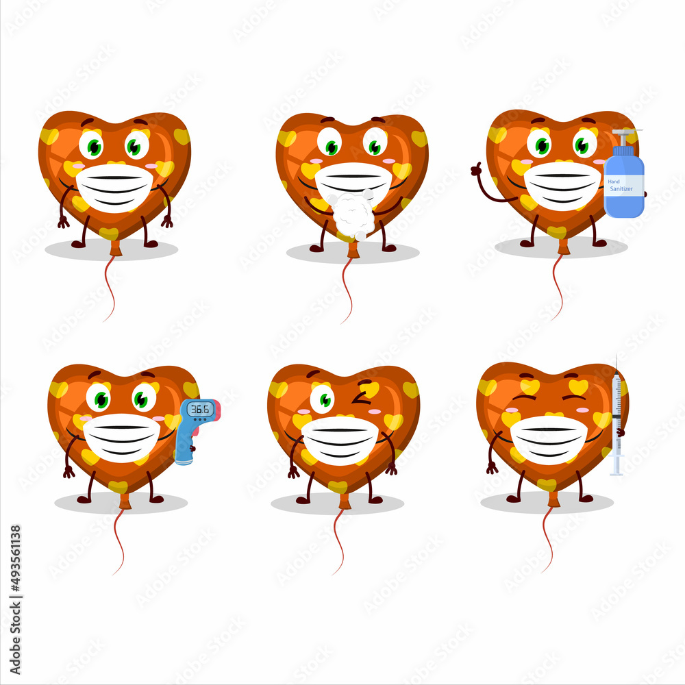 A picture of orange love balloon cartoon design style keep staying healthy during a pandemic