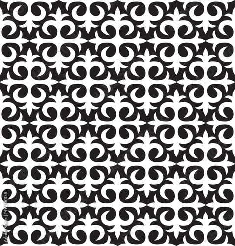 Vector seamless monochrome Kazakh national ornament. Endless
Pattern of nomadic peoples of the great steppe, Kyrgyz, Mongol, Buryat, Kalmyk.