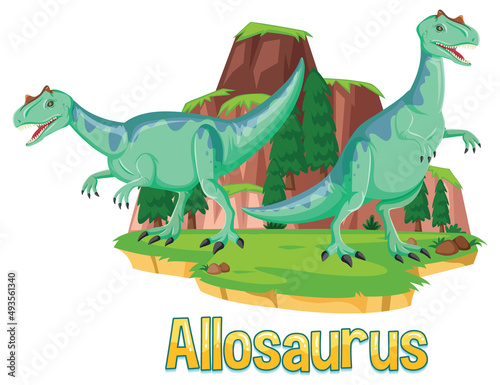 Dinosaur wordcard for allosaurus