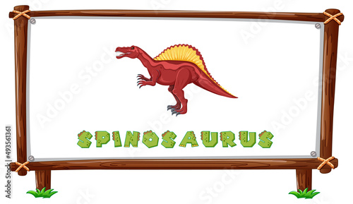 Frame template with dinosaurs and text spinosaurus design inside