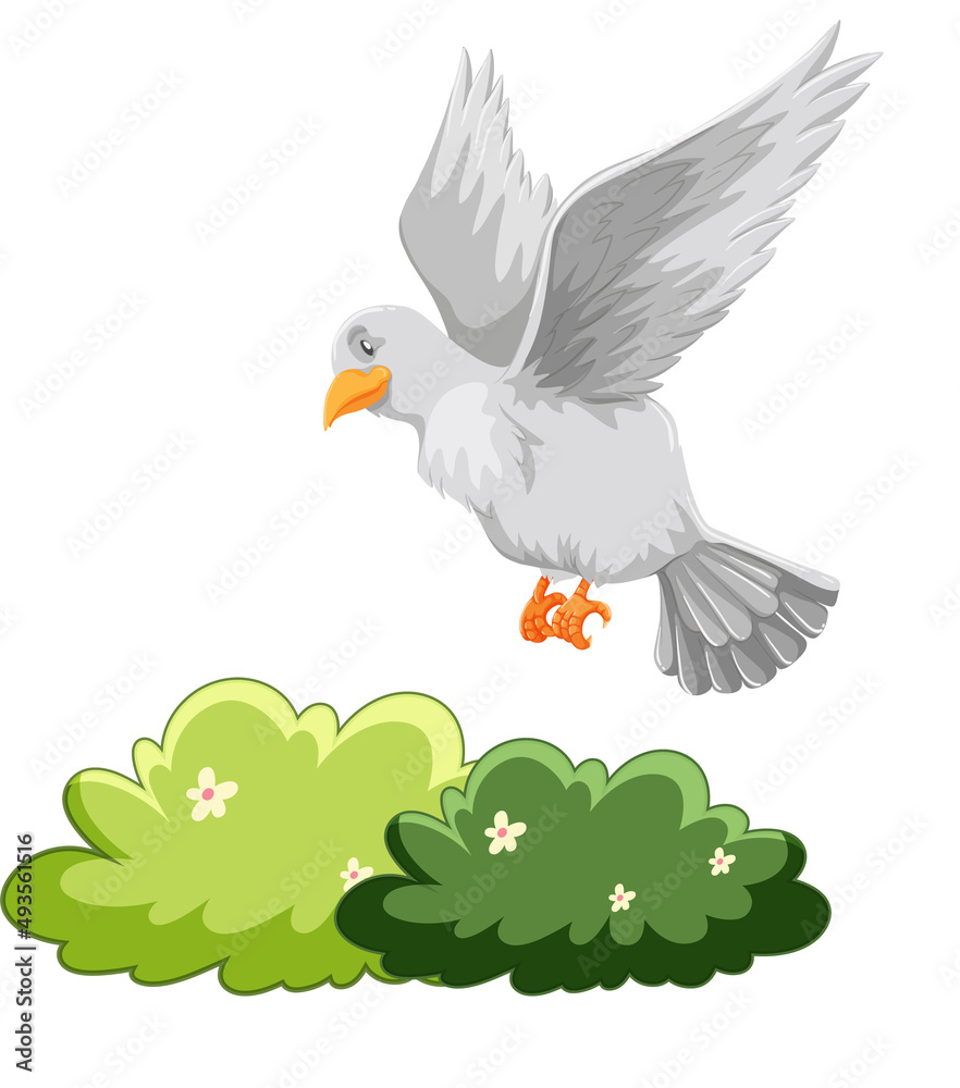 Fototapeta premium White dove flying over bush