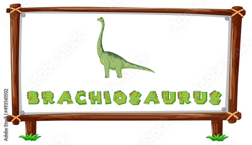 Frame template with dinosaurs and text brachiosaurus design inside