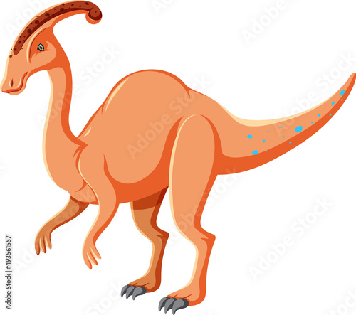 A dinosaur parasaurolophus on white background