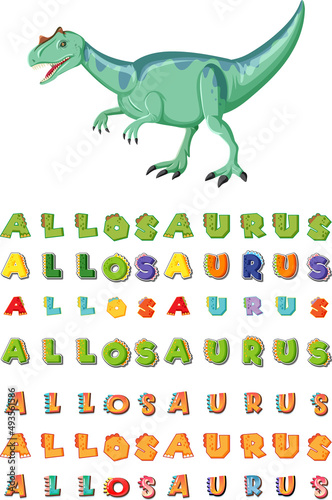 Font design for word allosaurus