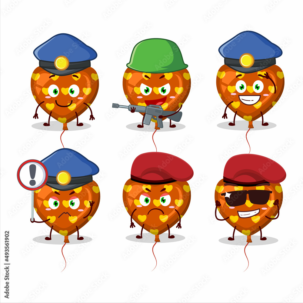 A dedicated Police officer of orange love balloon mascot design style