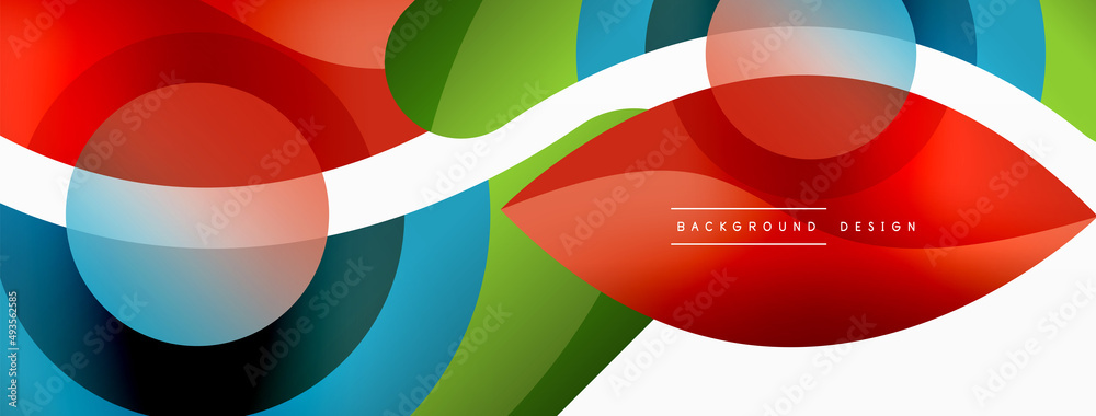 Abstract background with color geometric shapes. Beautiful minimal backdrop with round shapes circles and lines. Geometrical design. Vector illustration Abstract background with color geometric shapes. Beautiful minimal backdrop with round shapes circles and lines. Geometrical design. Vector illustration
