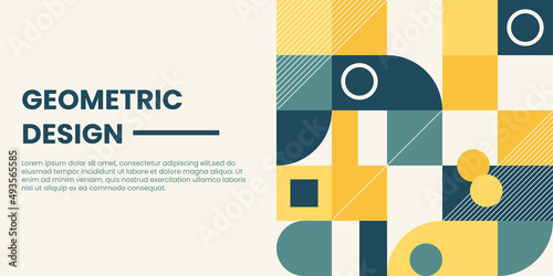 Modern flat geometric shapes background. Minimal abstract geometry grid pattern banner presentation illustration for poster, flyer, cover, brochure, header, web, texture, backdrop, wallpaper