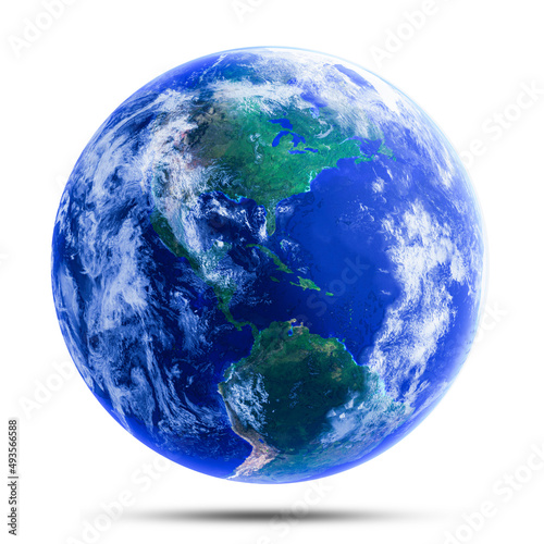 Fototapeta Naklejka Na Ścianę i Meble -  Model of the Earth or planet the earth in the Asian region. on a white background with clipping path. 3d rendering.