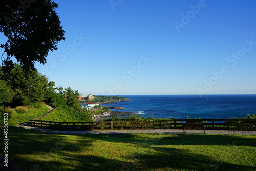 fine walkway at seaside cliff