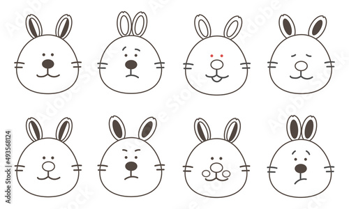 イースター　うさぎ　イラスト　セット（塗りなし）